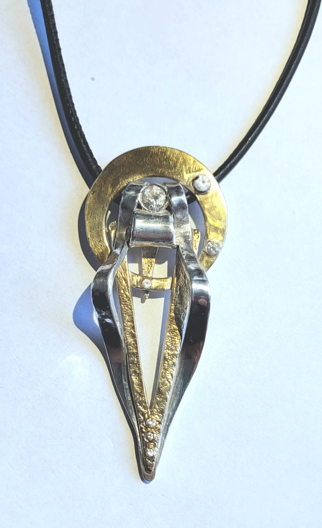 Feinsilber-Kettenanhänger vergoldet | Zirkonia | Ledercollier Statement