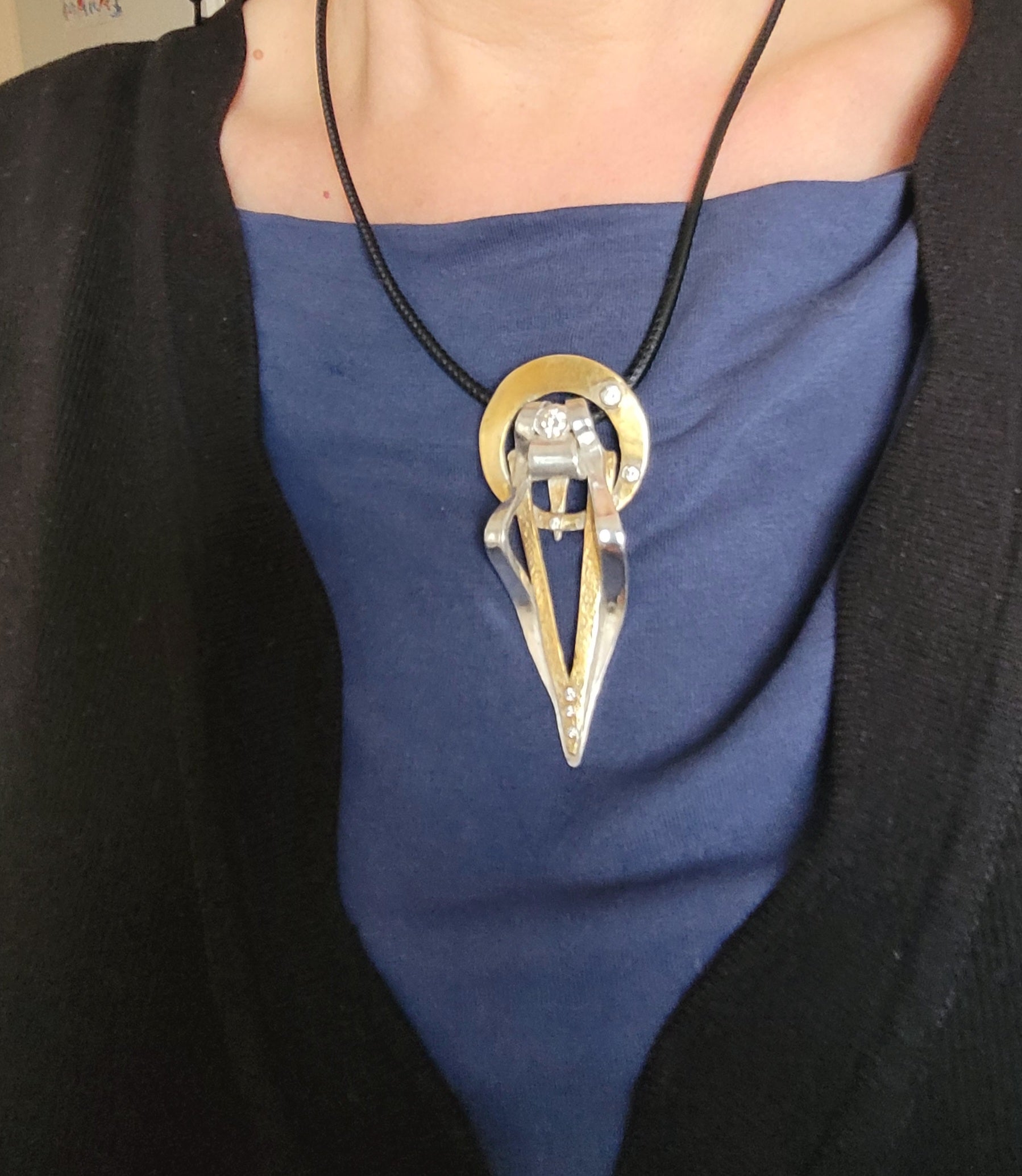 Feinsilber-Kettenanhänger vergoldet | Zirkonia | Ledercollier Statement