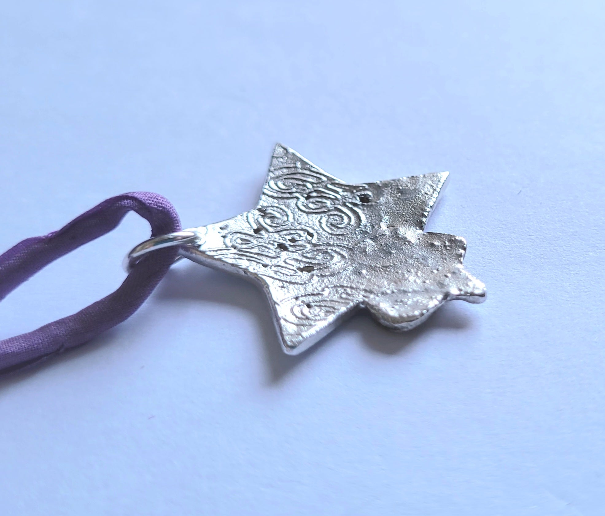 Feinsilber-Kettenanhänger Stern | 2 Herzen vergoldet | Unikat