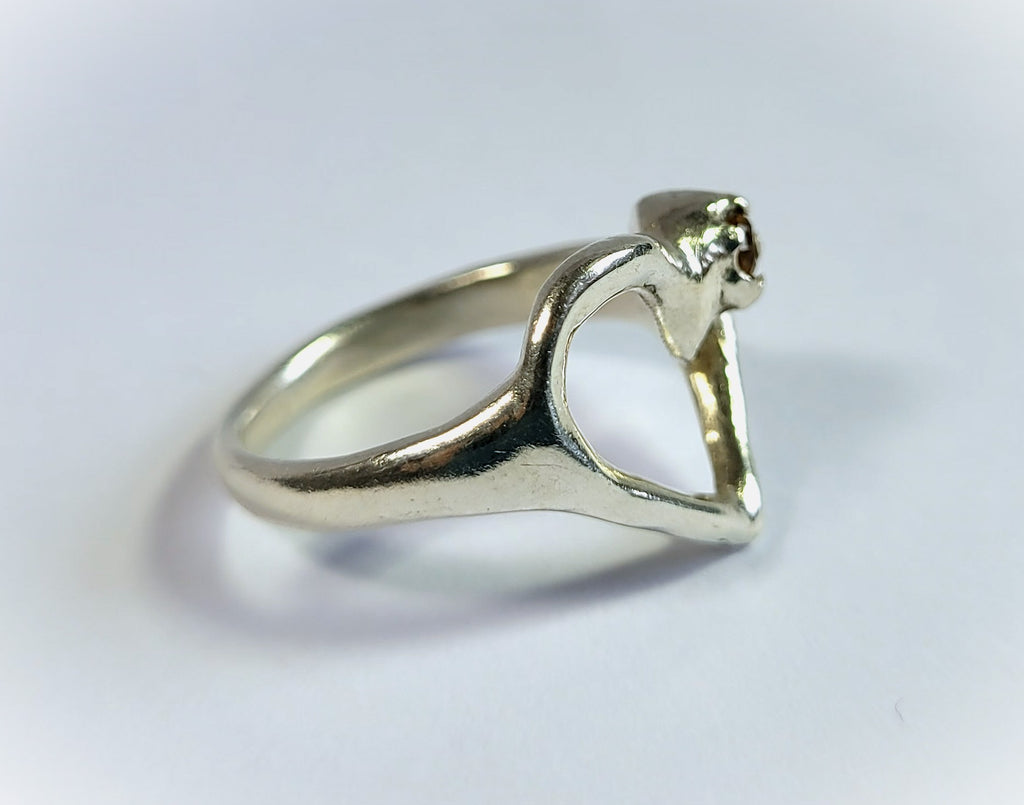 Silberring mit Herz | gelber Zitrin | Größe 17,8 Einzelstück