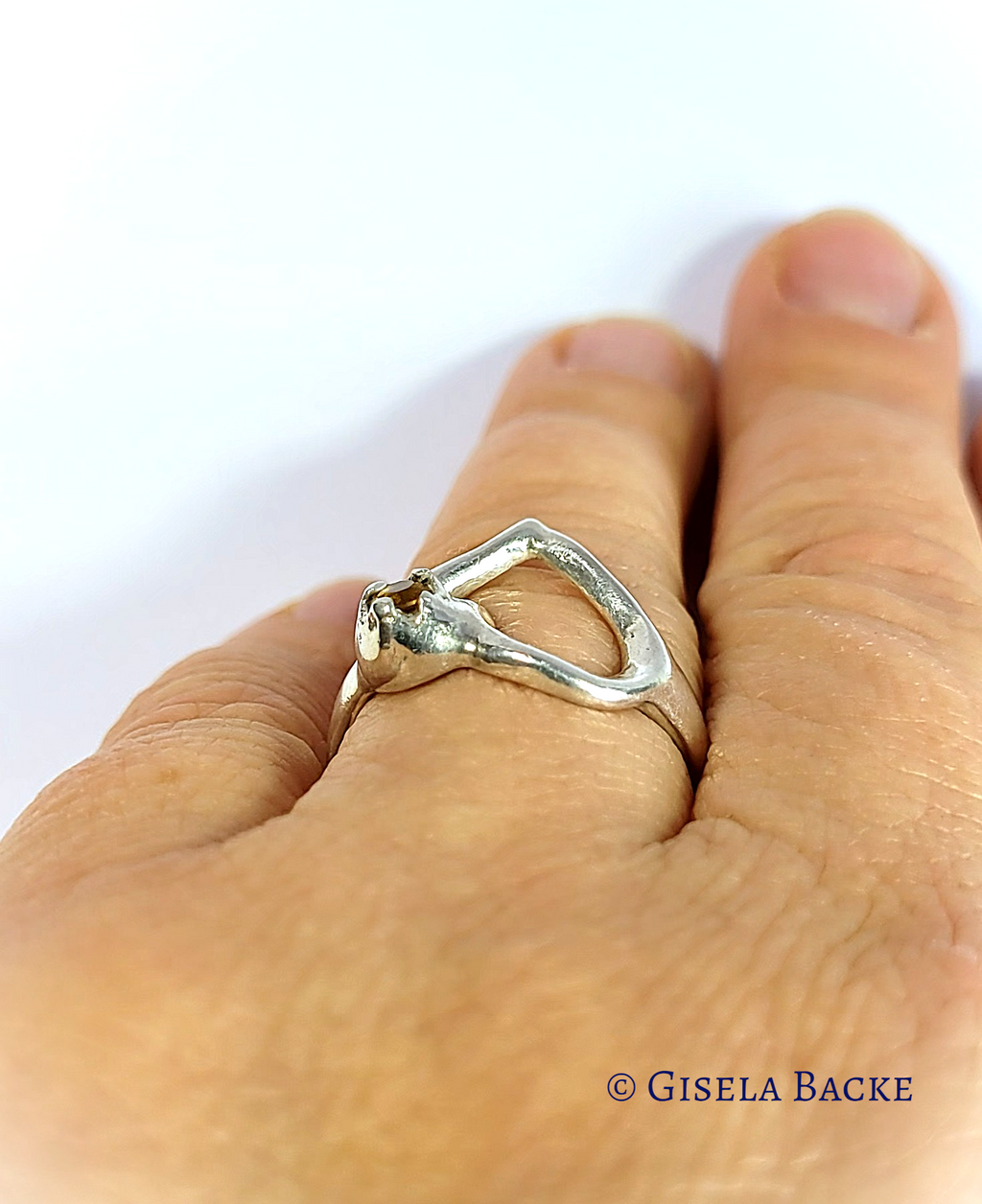 Silberring mit Herz | gelber Zitrin | Größe 17,8 Einzelstück