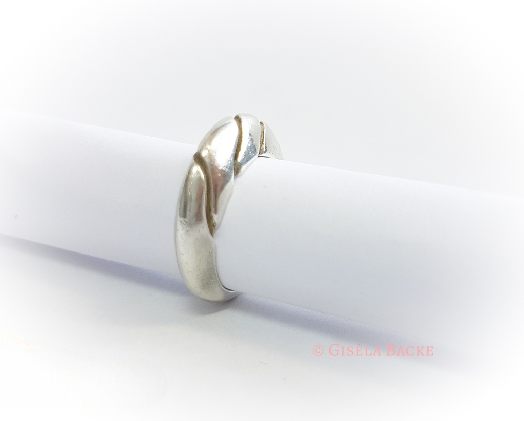 Silberring mit 3 Wellen | ArtClay Silber | Größe 16,5 Handarbeit