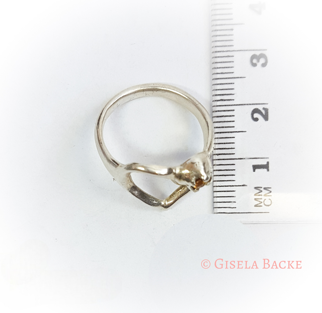 Silberring mit Herz | gelber Zitrin | Größe 17,8 Einzelstück