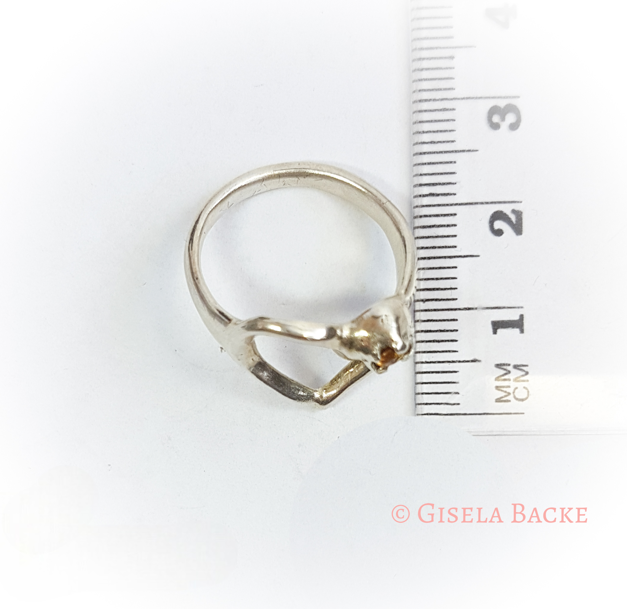 Silberring mit Herz | gelber Zitrin | Größe 17,8 Einzelstück
